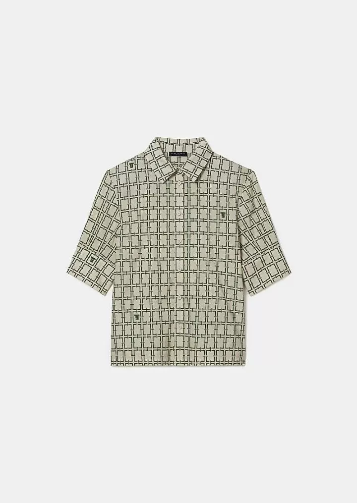 Chemise En Popeline Cameron Ecru Avec Motif Graphique Vert^TARA JARMON Discount
