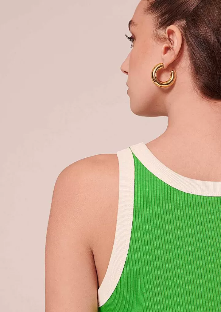 Haut En Jersey Cotele Vert Et Blanc Trish^TARA JARMON Clearance