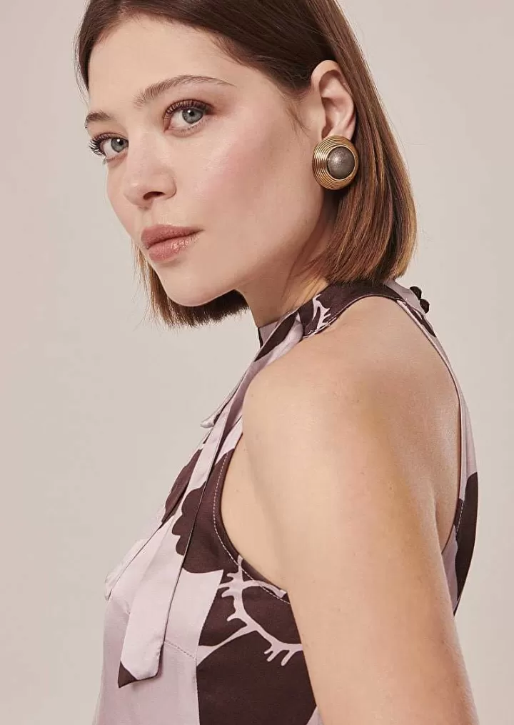 Haut En Satin Imprime Fleurs Violettes Tierri^TARA JARMON Outlet