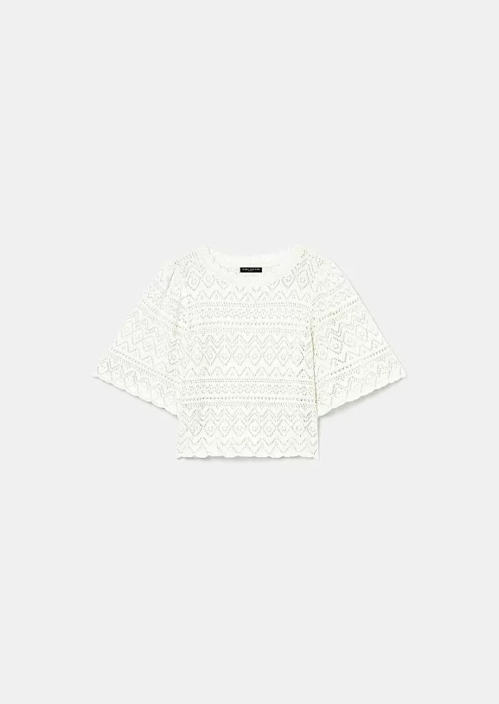 Haut En Tricot Au Crochet Blanc Prealpino^TARA JARMON Sale
