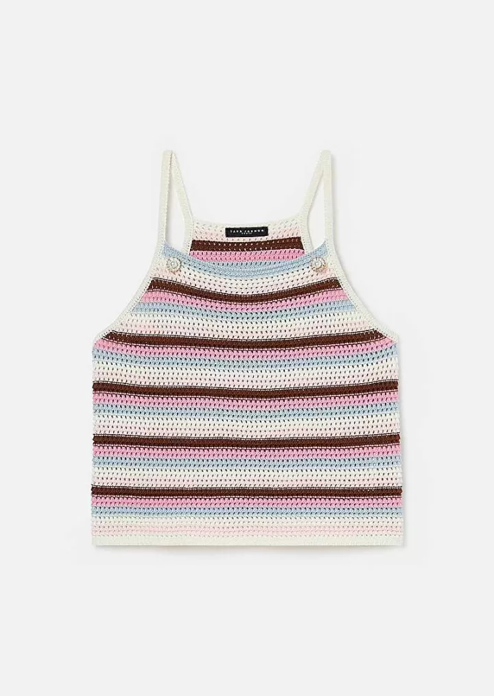 Haut Raye En Maille Crochetee Piambello^TARA JARMON Discount