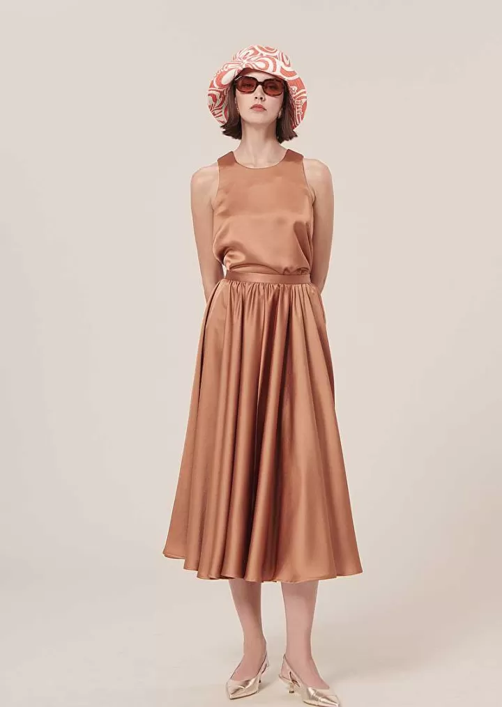 Haut Tellia Brown En Satin Fluide^TARA JARMON Clearance