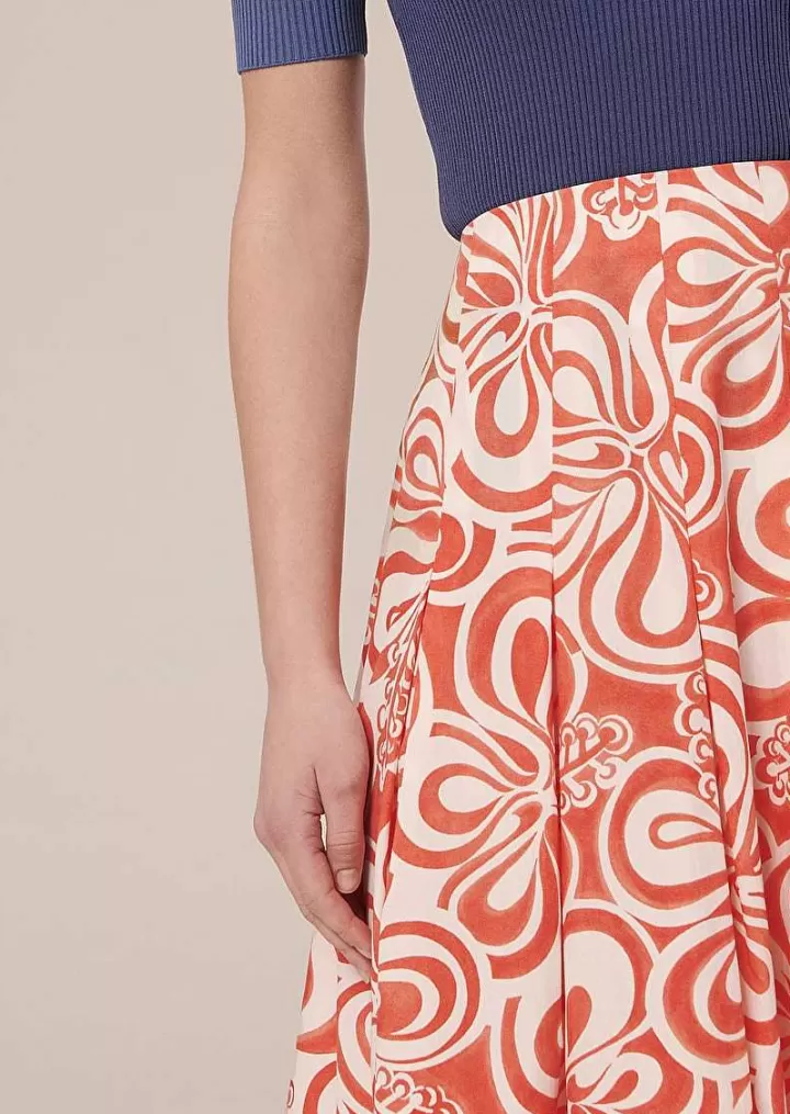 Javoue Jupe A Motif Graphique Ecru Et Corail^TARA JARMON Sale