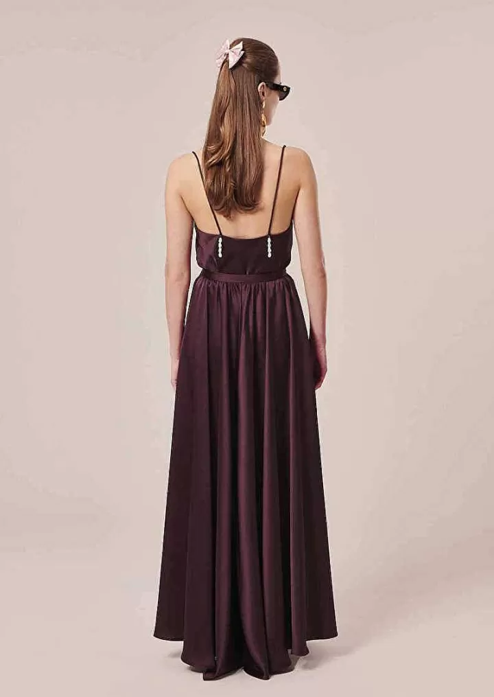 Jupe Fluide En Satin Marron Joya^TARA JARMON Shop