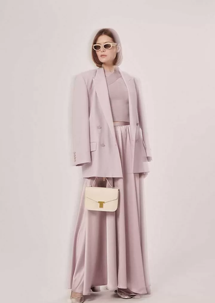 Jupe Fluide En Satin Violet Joya^TARA JARMON Best Sale
