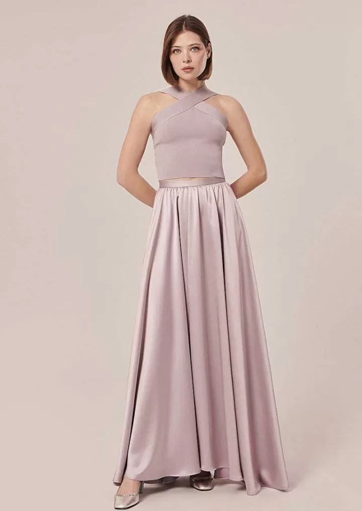 Jupe Fluide En Satin Violet Joya^TARA JARMON Best Sale