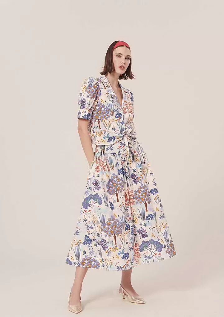Jupe Imprimee A Fleurs Bleues Judi^TARA JARMON Discount