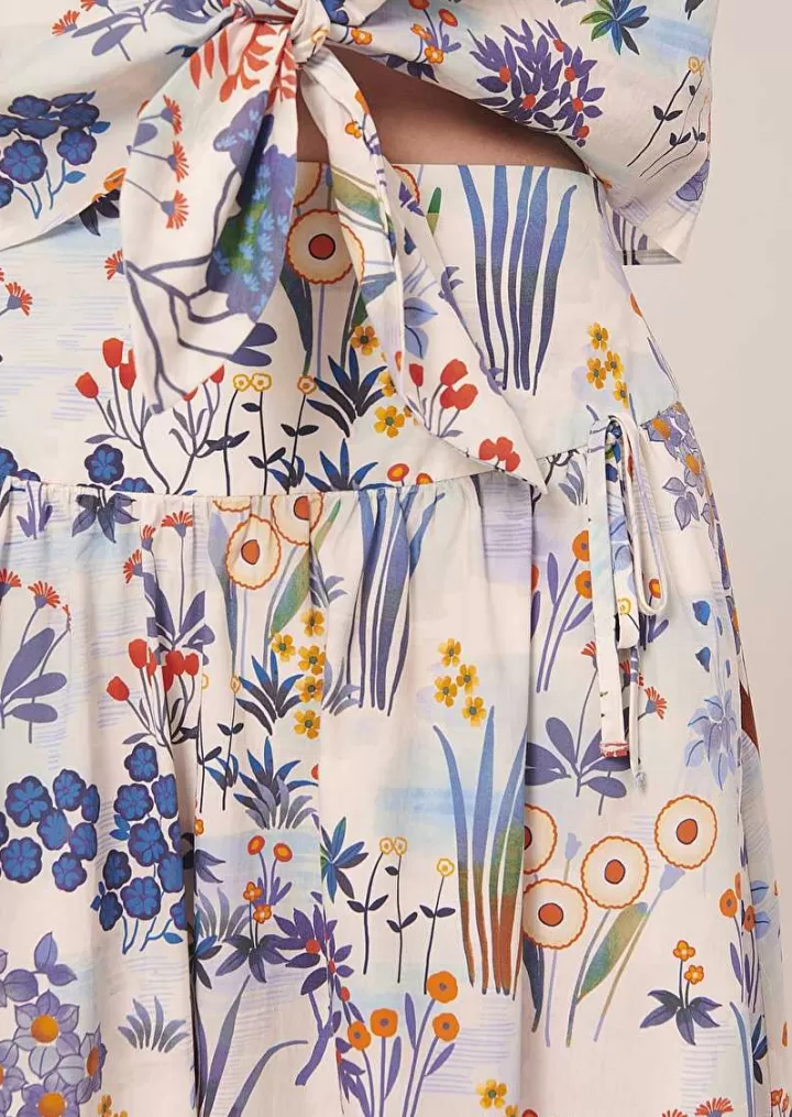 Jupe Imprimee A Fleurs Bleues Judi^TARA JARMON Discount