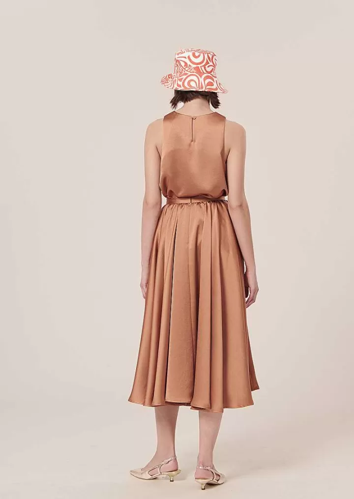 Jupe Jolanda Marron En Satin Fluide^TARA JARMON Store
