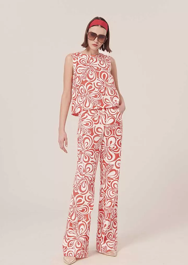 Pantalon Prosper Ecru Avec Motif Graphique Corail^TARA JARMON Flash Sale