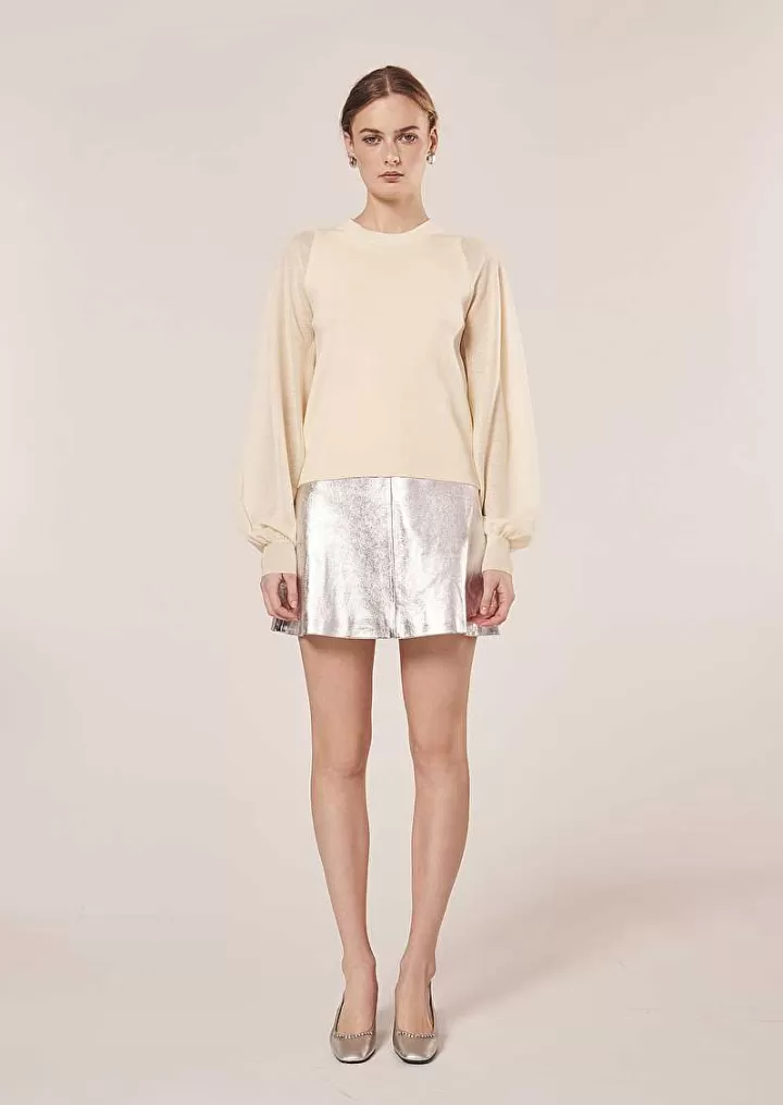 Pull Ecru Prune En Laine Tencel^TARA JARMON New