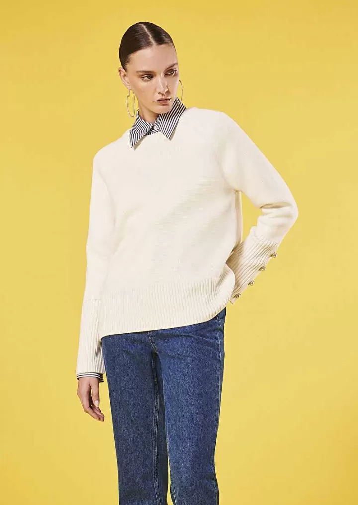 Pull Pierrick En Coton Et Laine Ecru^TARA JARMON Store