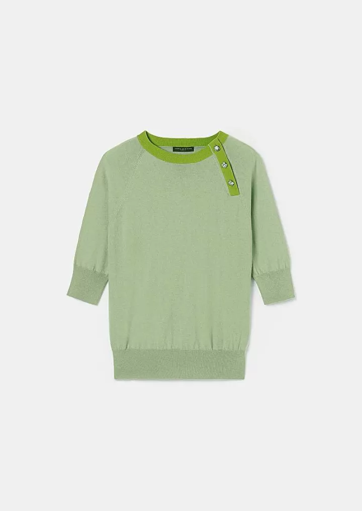 Pull Vert Pastel En Coton Et Laine^TARA JARMON New