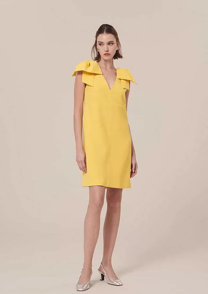 Remarquable Robe En Crepe Jaune^TARA JARMON Hot