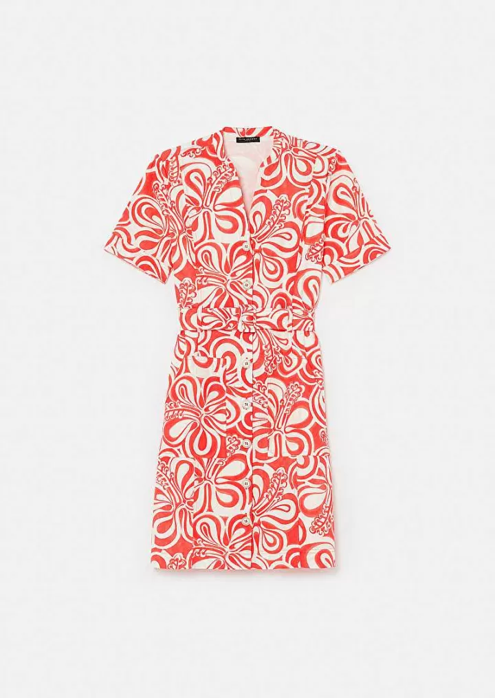 Robe En Coton A Motif Graphique Rosemarine Ecru Et Corail^TARA JARMON Cheap