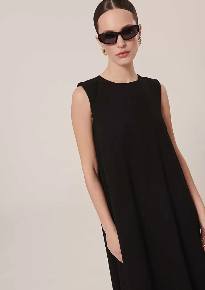 Robe En Crepe Noire Roxy^TARA JARMON Fashion