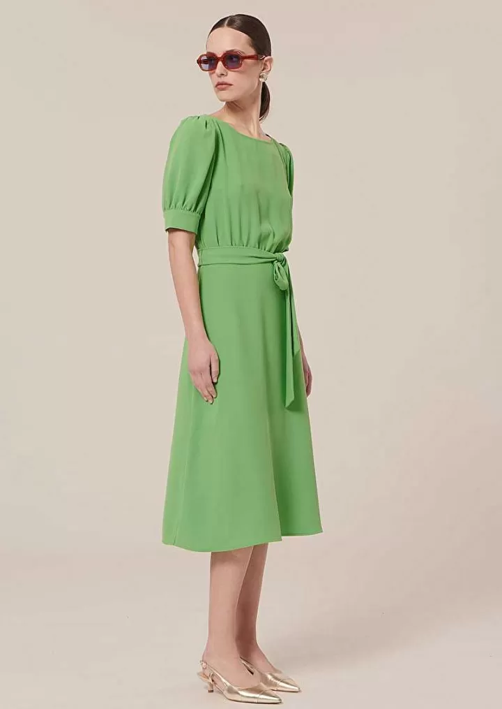 Robe En Crepe Verte Rillytis^TARA JARMON Cheap