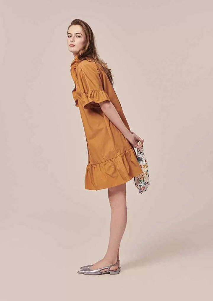 Robe En Popeline Croustillante Marron Ripoline^TARA JARMON Discount