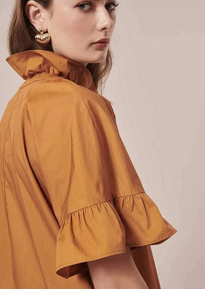 Robe En Popeline Croustillante Marron Ripoline^TARA JARMON Discount