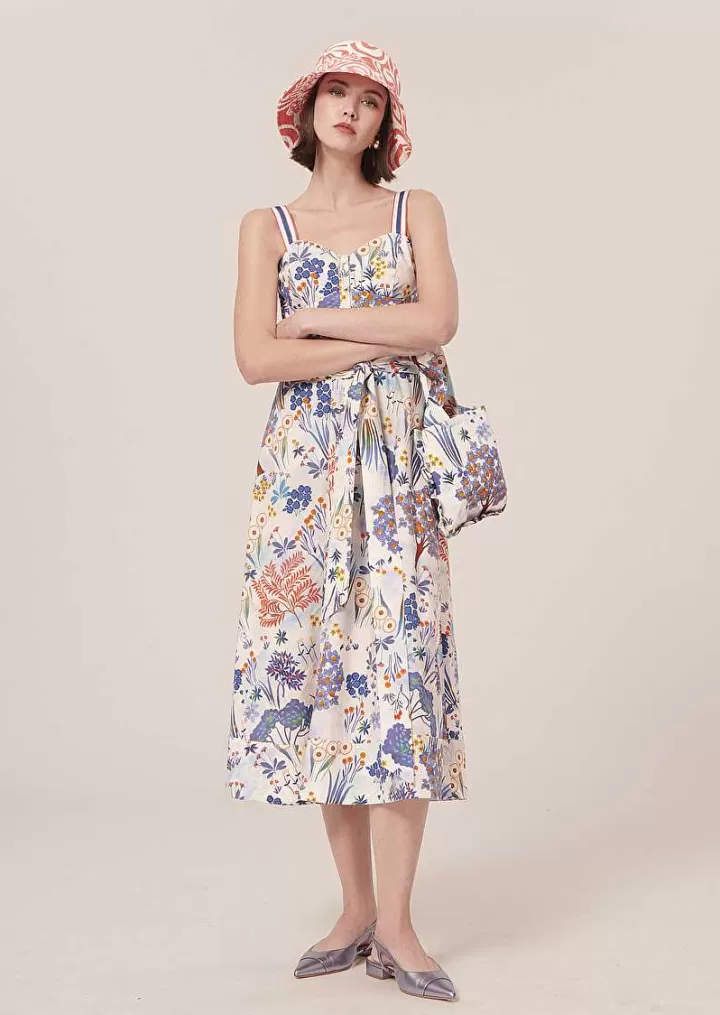 Robe En Popeline Imprimee Florale Bleue Raquelina^TARA JARMON Best