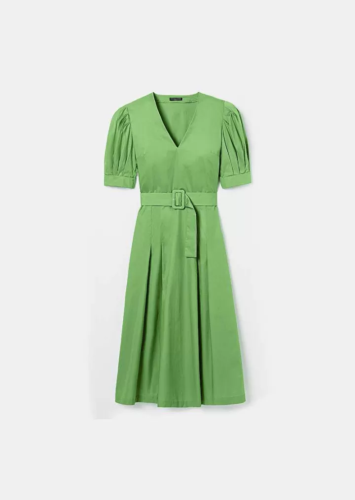Robe En Popeline Verte Croustillante Ranya^TARA JARMON Cheap
