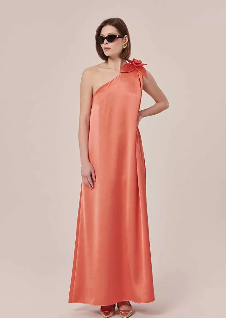Robe Rekia Corail En Satin Fluide^TARA JARMON Store