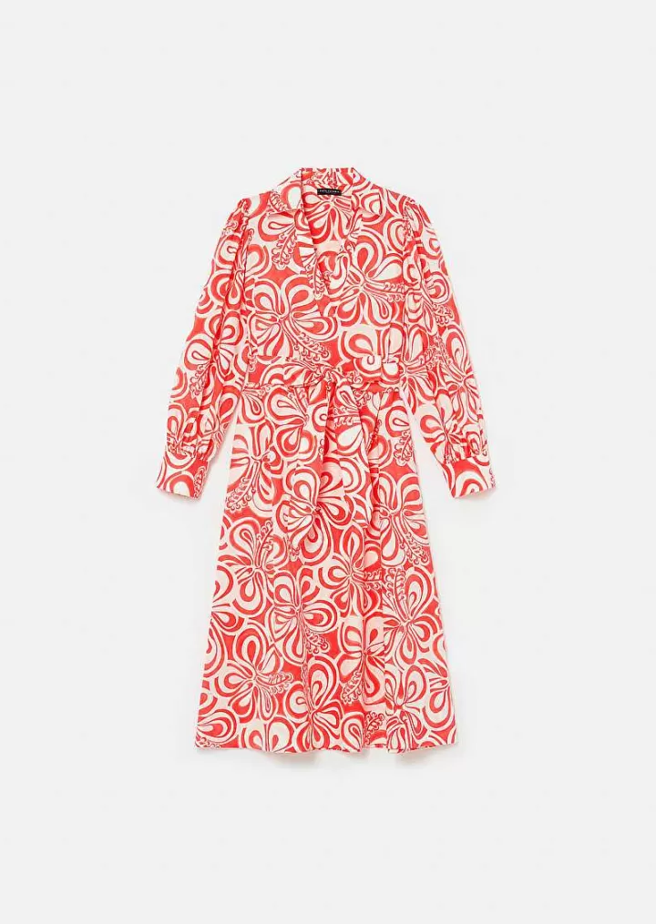 Robe Rivolta En Popeline A Motif Graphique Ecru Et Corail^TARA JARMON Store