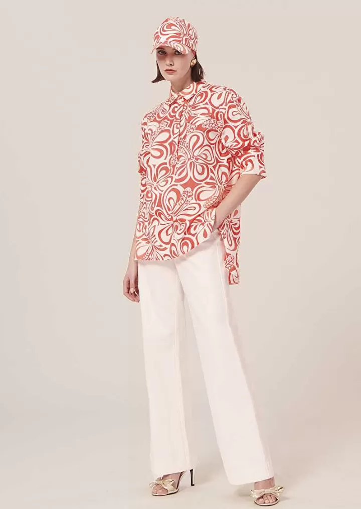 Tallulah - Haut Ecru A Motif Graphique Corail^TARA JARMON Flash Sale