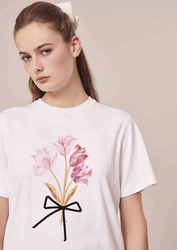 T-Shirt En Jersey Blanc Taraflowers^TARA JARMON Sale