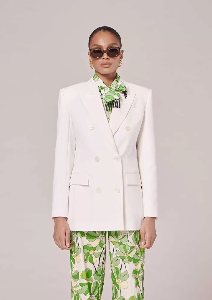 Veste De Costume En Laine Froide Ecru Viola^TARA JARMON Store