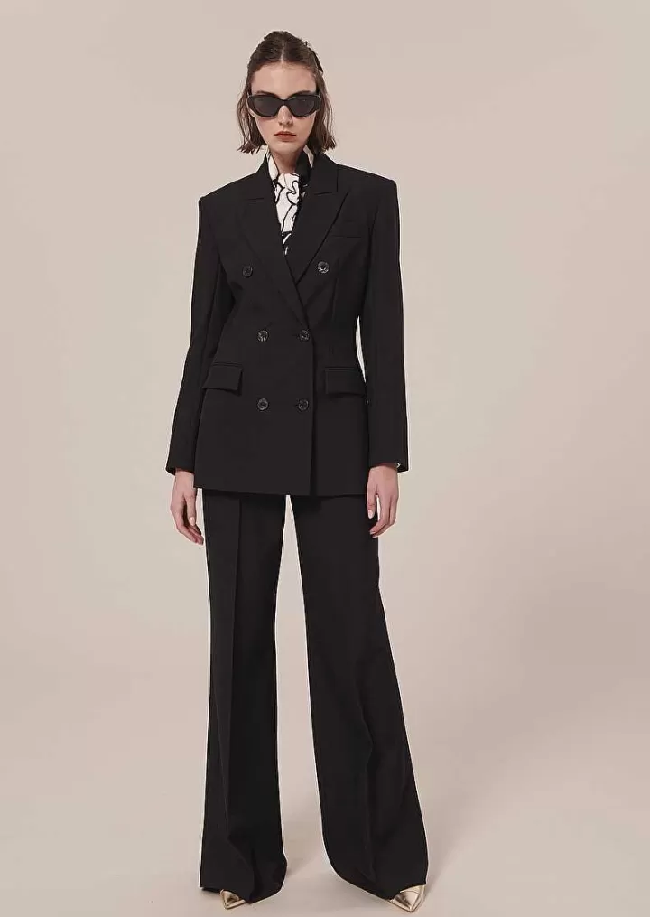 Veste De Costume En Laine Froide Noire Viola^TARA JARMON New