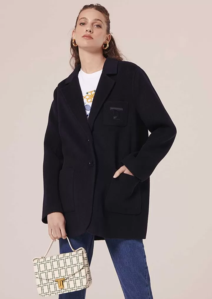 Virgilio Veste En Laine Double Face Bleu Nuit^TARA JARMON Best